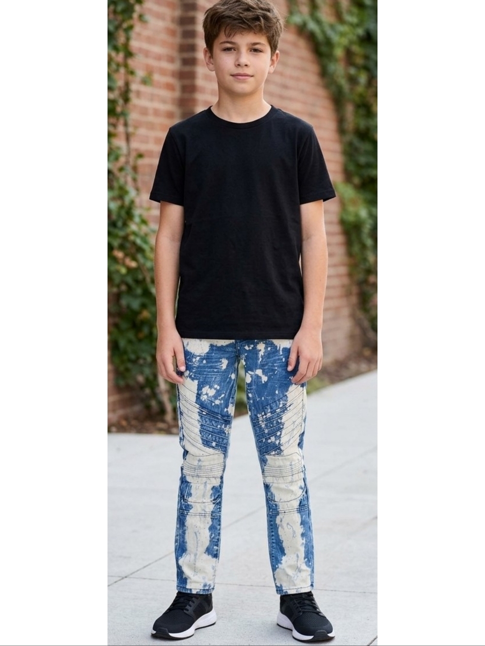 Encrypted Acid Wash Moto jeans Blue Boy's Size 12